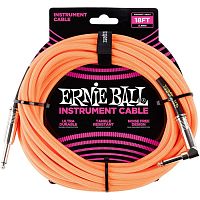 ERNIE BALL 6084 18' Braided Straight / Angle Instrument Cable - Neon Orange